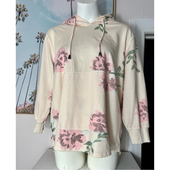 Keren Hart Beige Pink Floral Rose Vintage Tint Pullover Hoodie Plus Size 1X - Picture 1 of 7